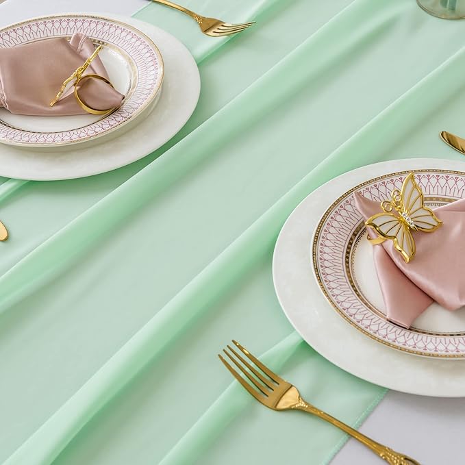6Pack 9ft Chiffon Table Runner 14x108 Inch Sheer Romantic Table Runner - Image 4