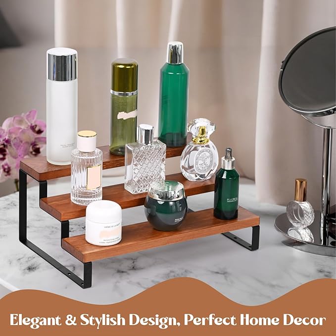 3 Tier Wooden Display Riser Stand Perfume Organizer - Image 3