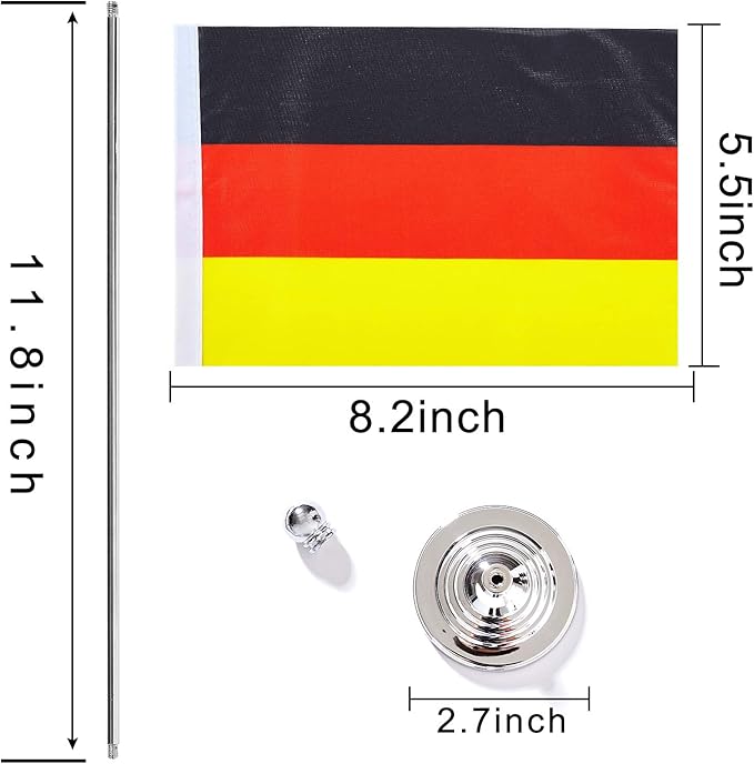 ZXvZYT 2 Pack Germany flag German Table Flag Small Mini German Desk Flags - Image 2