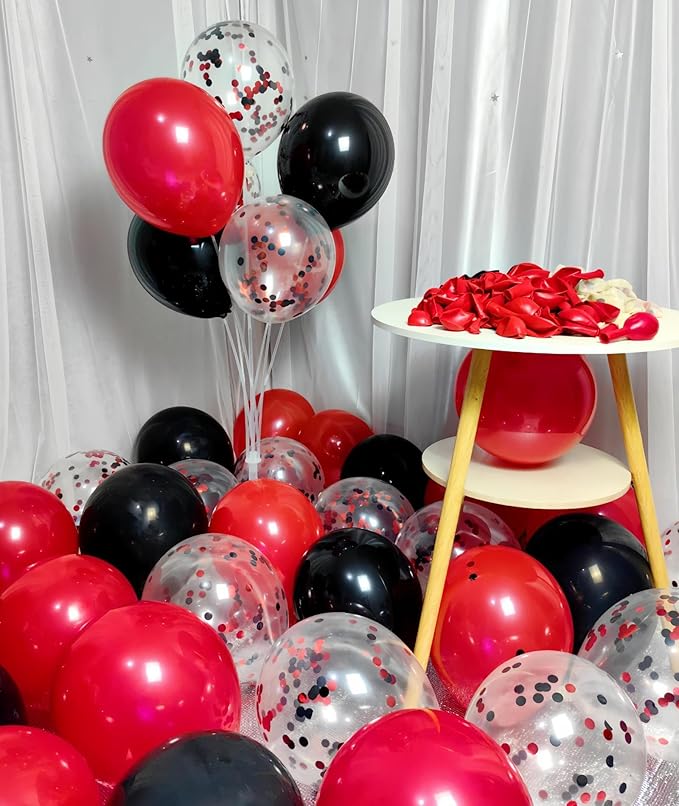 300 Pack Red and Black Balloons 12 Inch Red Black Confetti Balloon - Image 5