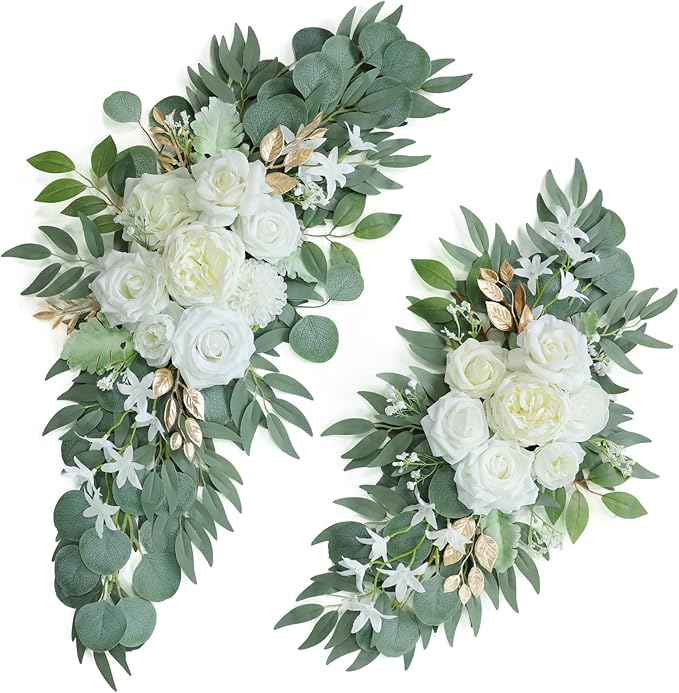 Artificial White Wedding Arch Flower Swags Set of 2 by UdoulaFlowersforLife