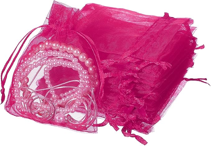 uxcell 50 Pcs Organza Gift Bags, 2.7x3.5 Inch Drawstring Pouches Jewelry Gift by uxcell