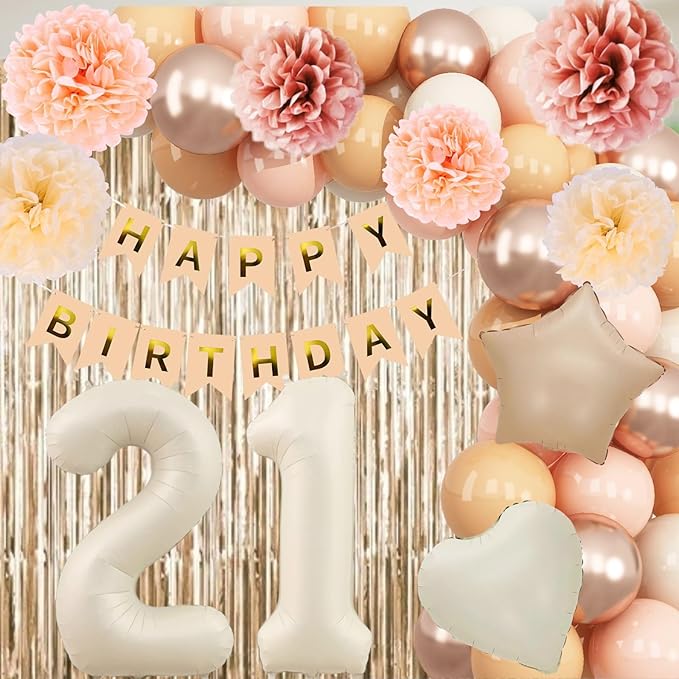 Beige 21st Birthday Decorations - Image 2