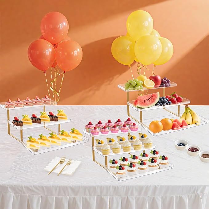 3 Tier Serving Tray Set for Entertaining, Acrylic Wedding Dessert Table Display - Image 2