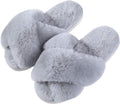 Evshine Women's Fuzzy Slippers Cross Band Memory Foam House Slippers Open Toe by Evshine