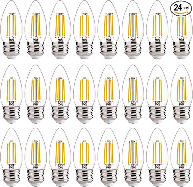 FLSNT 60W Equivalent LED Chandelier Light Bulbs, Dimmable LED B11 E26 by FLSNT