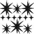 Black Star Balloons 12pcs, 27/22 Inch Foil Star Explosion Balloons, Large Spike by Togvu