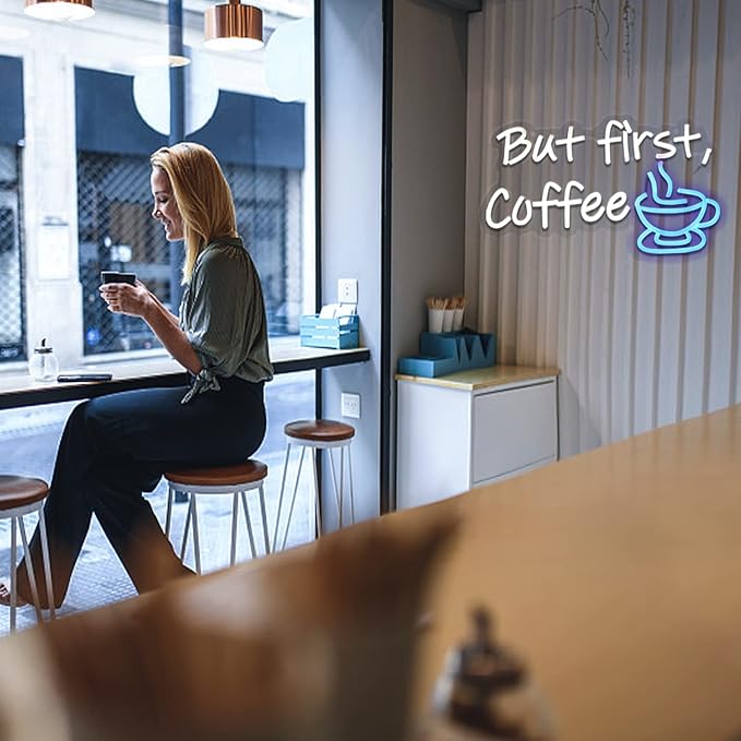 But First Coffee Neon Sign for Coffee Bar Pub Decor, Wall Art Decoration For - Image 6