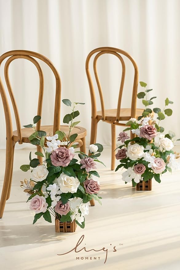 Ling's moment 17.5" Tall Standing Artificial Flowers Arrangements 4 pcs Wedding - Image 5