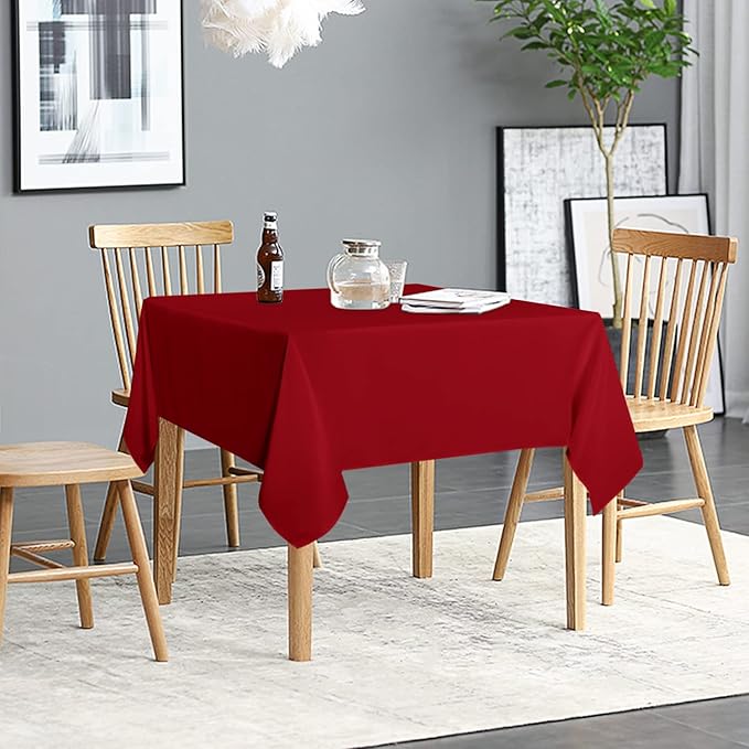 sancua 2 Pack Red Tablecloth 54 x 54 Inch, Stain and Wrinkle Resistant Square - Image 3