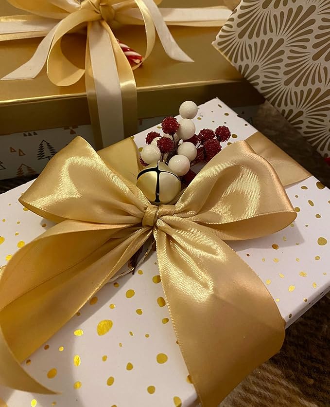 1" x 50 Yards Champaign Gold Satin Ribbon Single Faced Fabric Ribbons - Image 3