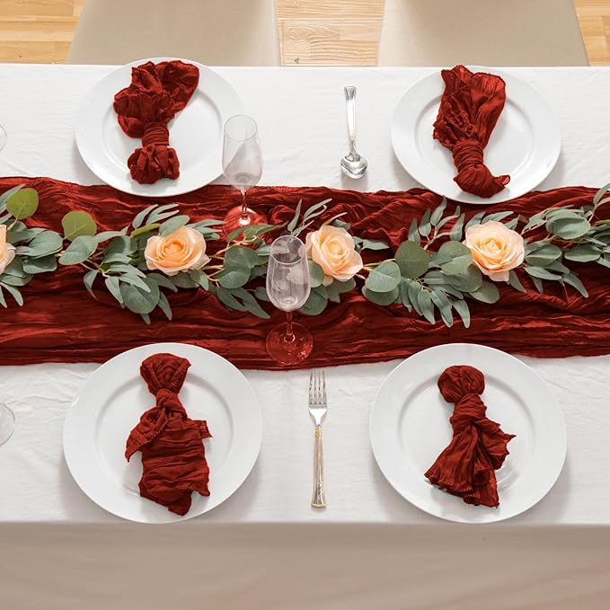8 Pack 10Ft Terracotta Cheesecloth Table Runner 35x120 inch Boho Gauze Cheese - Image 3