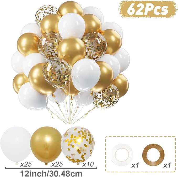 Netnology Gold and White Balloons Set - Image 2