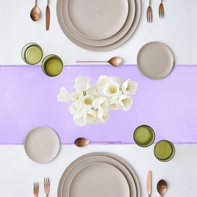 10 Pack Satin Table Runner 12 x 108 Inch Long Lavender Silk Table Runner - Image 6