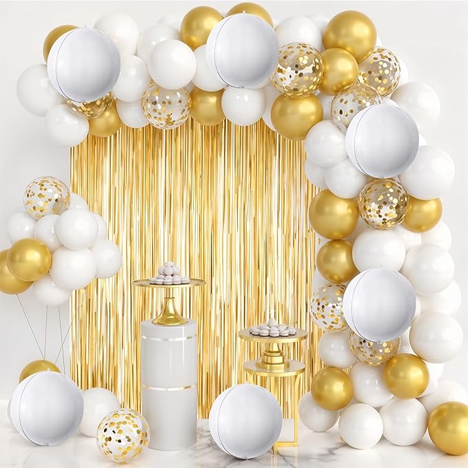 6Pcs White Round Foil Balloons, Giant 4D Round Ball Balloons, 22 Inch Metallic - Image 5