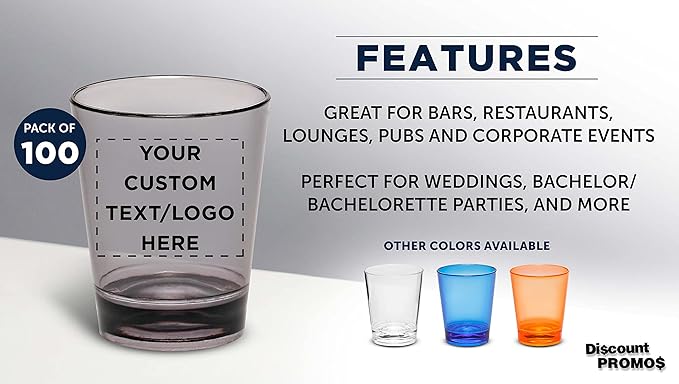 Custom Translucent Plastic Shot Glasses 1.5 oz. Set of 100, Personalized Bulk - Image 2