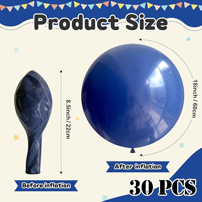 30 pcs Navy Blue Balloons 18 Inch - Image 2
