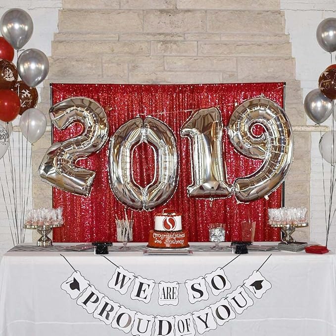 Red Sequin Curtain 8FTx8FT 1 Panel Glitter Metal Background Drape Shimmer Wall - Image 6