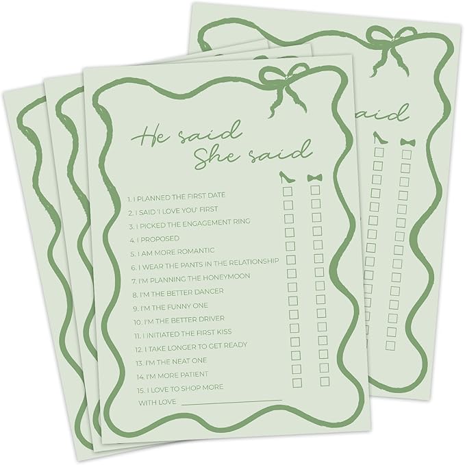 DEEKA 30 PCS Bridal Shower Games Card by DEEKA