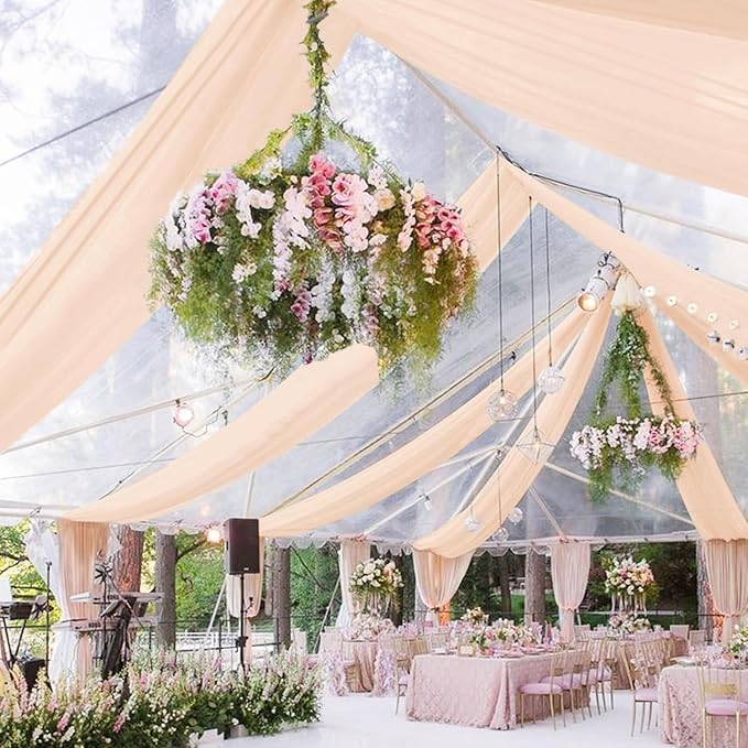 Wedding Arch Draping Fabric 5FTx20FT 2 Panels Ceiling Drapes Champagne Party by FUHSY