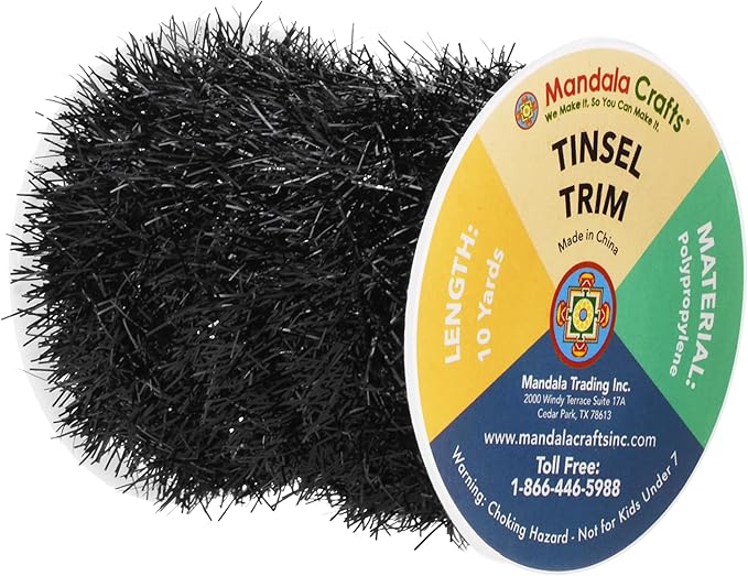 Mandala Crafts Black Tinsel Garland - Image 2