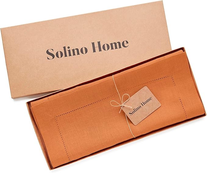 Solino Home Linen Pumpkin Hemstitch Table Runner 48 Inches - Image 6