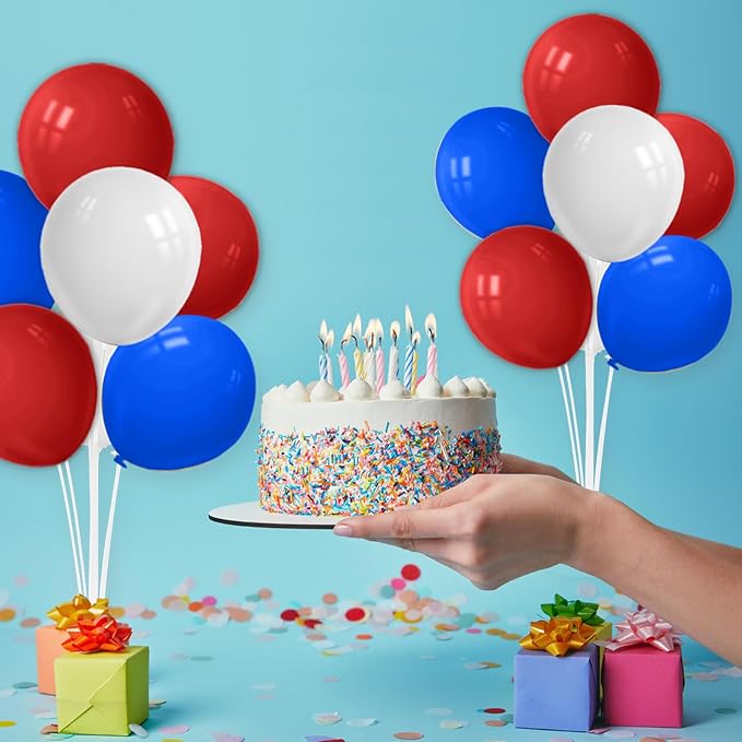 Red White and Blue Balloon Stand Centerpiece Table Decorations - Image 4
