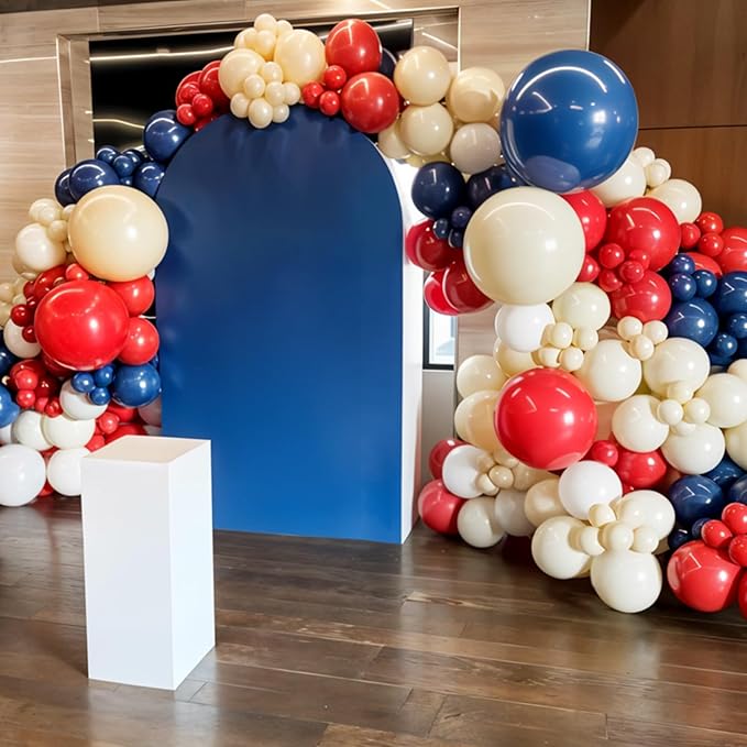 Red Blue Balloons, Retro Matte White Latex Balloon - Image 5