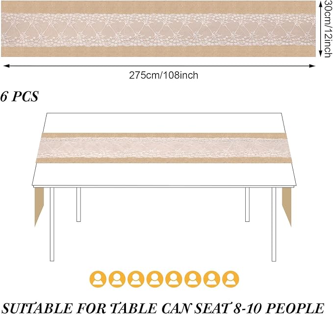 Xinnun 6 Pcs Burlap Table Runner - Image 7