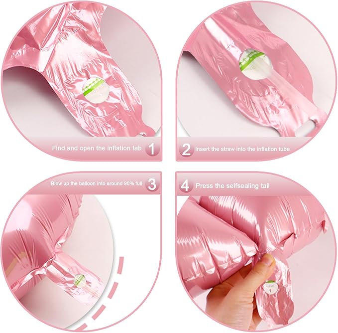 40 Inch Pearlescent Pink Large Number 4 Balloons, Giant Foil Number Four 14 24 - Image 5