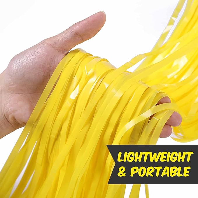 6 Pack Macaron Yellow Foil Fringe Curtains Backdrop, 3.28 x 8.2 Ft Metallic - Image 4