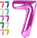 Digital Number 7 Rosy Purple Birthday Balloon 40 Inch, Foil Balloons by Upgesy