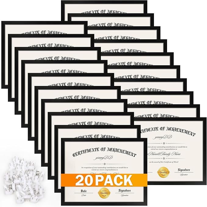 YixangDD 20 PACK Certificate Frames 8.5 x 11, Picture Frames by YixangDD