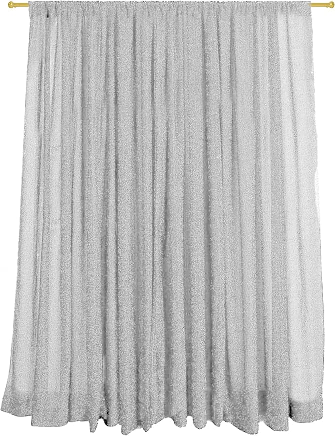 10FT x10FT Silver Metallic Spandex Backdrop, 1 Panel Glitter Sheer Photography - Image 5
