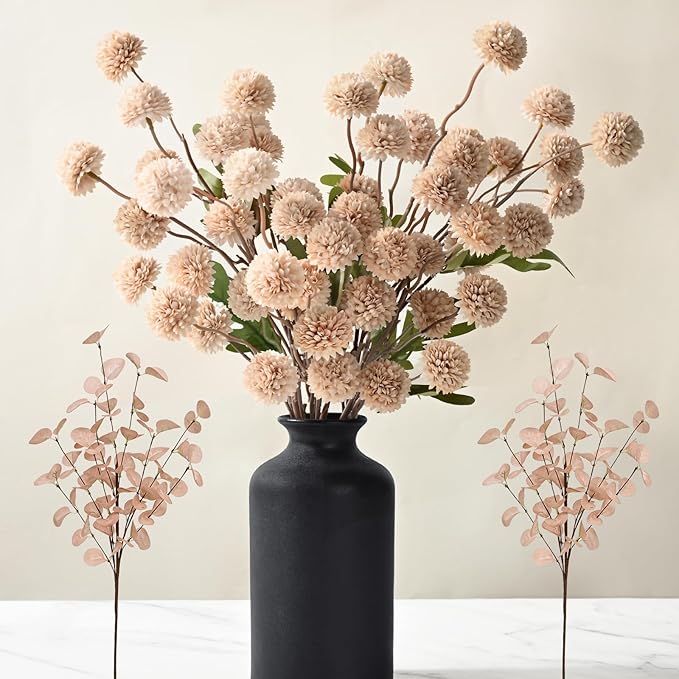 Waipfaru 10pcs Fake Silk Pompon Mum Artificial Flowers, Bulk Faux Mini by Waipfaru