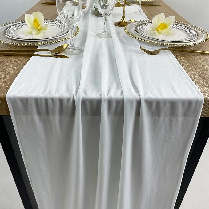 Luxurious Velvet Table Runner, 10ft Wedding Reception Decorations, 20x120inch - Image 4
