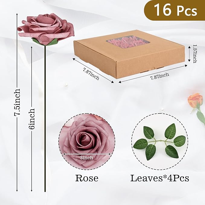 BLEUM CADE 16Pcs Artificial Flowers Fake Roses - Image 3