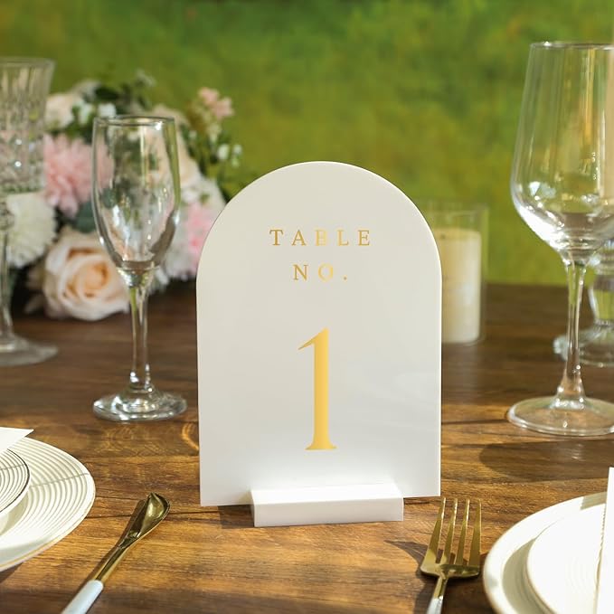 UNIQOOO 20 Pcs Acrylic 5x7 White Arch Table Sign - Image 4