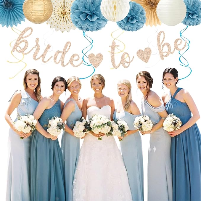 Beige-Champagne-Blue Boho Bachelorette Party-Decorations - Image 4