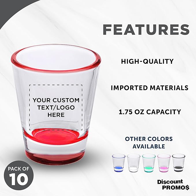 Custom Shot Glasses 1.75 oz. Set of 10, Personalized Bulk Pack - Image 2