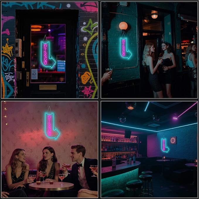 Looklight Disco Neon Signs for Wall Decor Pink Blue LED Word Light Sign - Image 4