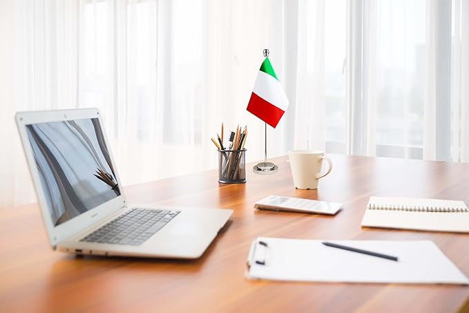 Italy Italian Deluxe Desk Flag Set Small Mini Miniature Italy Italian Table - Image 3