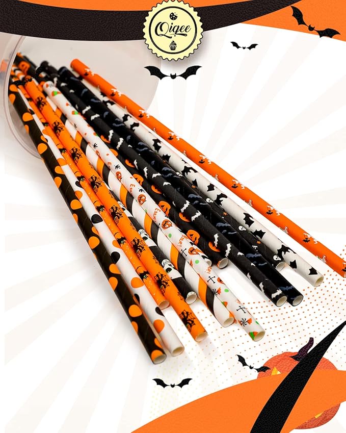 Halloween Paper Straws for Drinking Disposable Straws 150pcs Disposable Straws - Image 4