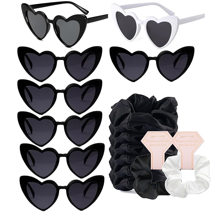 1+7 Pack Bachelorette Party Favor Retro Heart Sunglasses and Bridesmaid by Kmopom