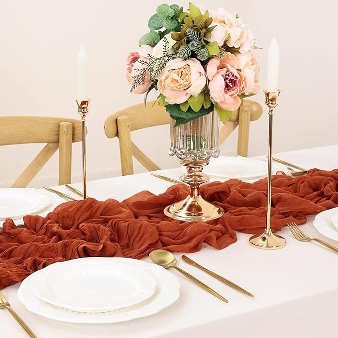 Terracotta Table Runner Cheesecloth Table Runner 10FT Farmhouse Table Runners - Image 6