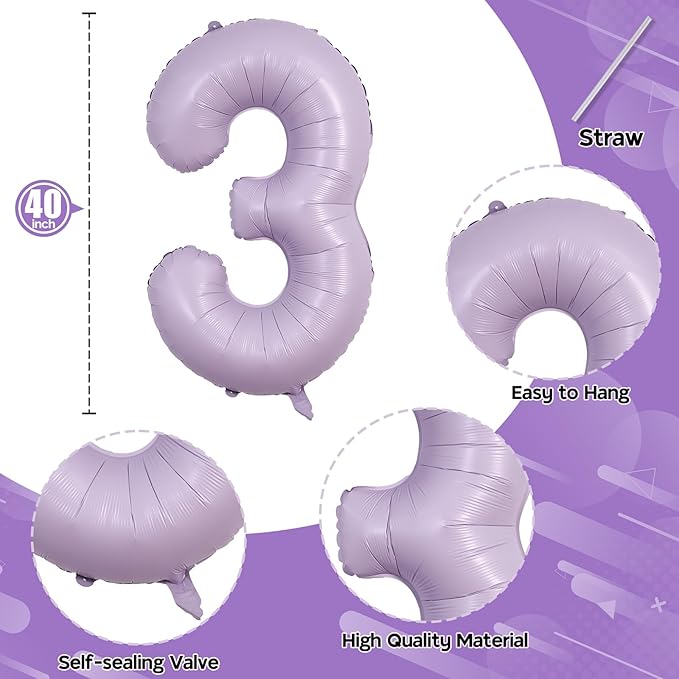 30th Birthday Balloons Pastel Purple - Image 2