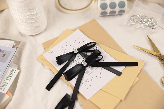Black Satin Ribbon 3/8 inch X Continuous 50 Yards, Single Face Polyester Black - Image 7