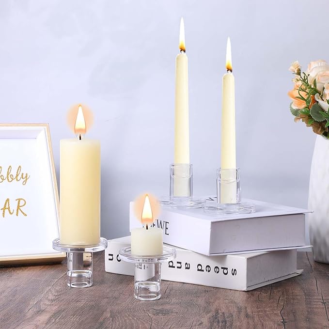 12-Pack Clear Taper Candle Holders, Glass Candlestick Holders - Image 4