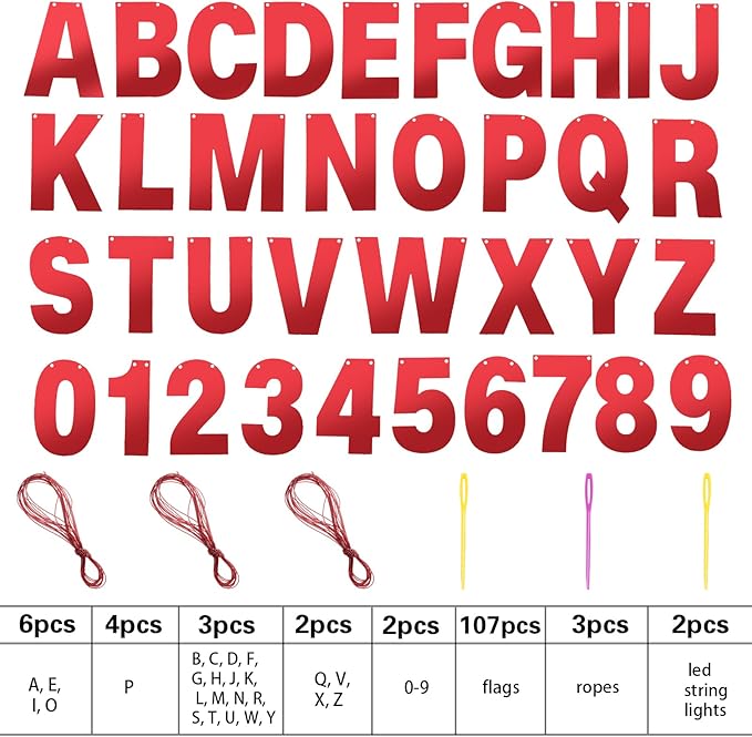 TaoBary 112 Pcs DIY Letter Custom Banner Glitter Customizable Banner Kit - Image 2