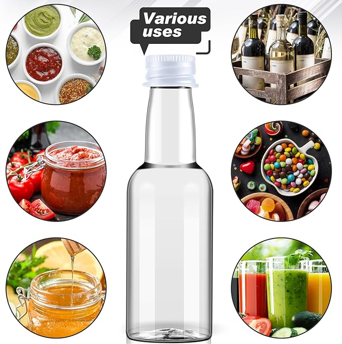 Tessco 100 Pcs Mini Liquor Bottles Plastic Mini Salad Dressing Bottle Christmas - Image 4